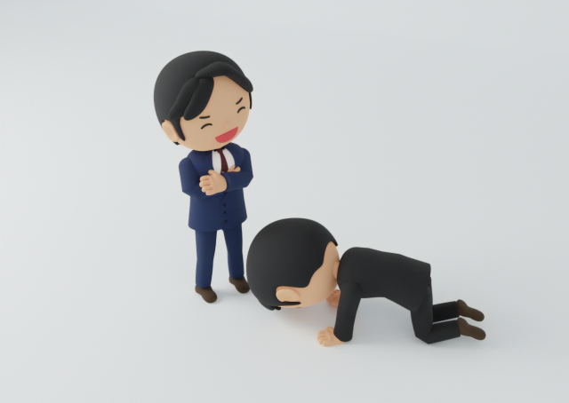 明るく余裕のある男性と、打ちひしがれた男性