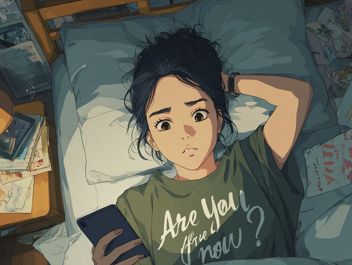 LINEする女性
