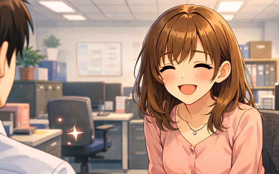 笑顔で話す女性