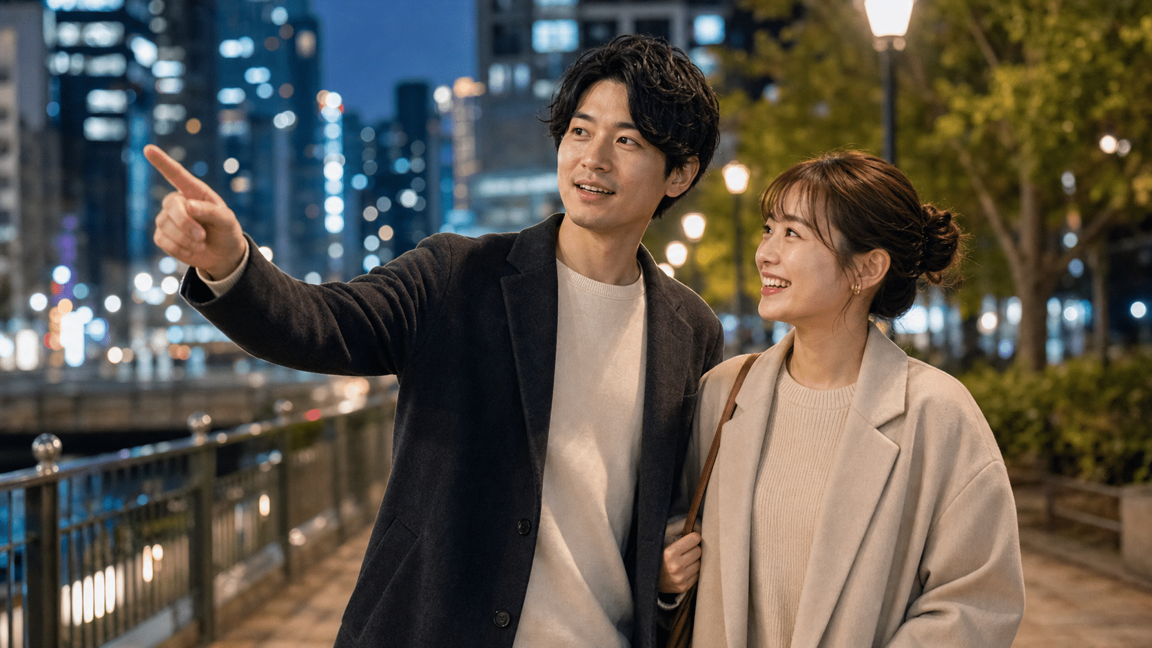 デートを主体的に提案する男性と笑顔の女性