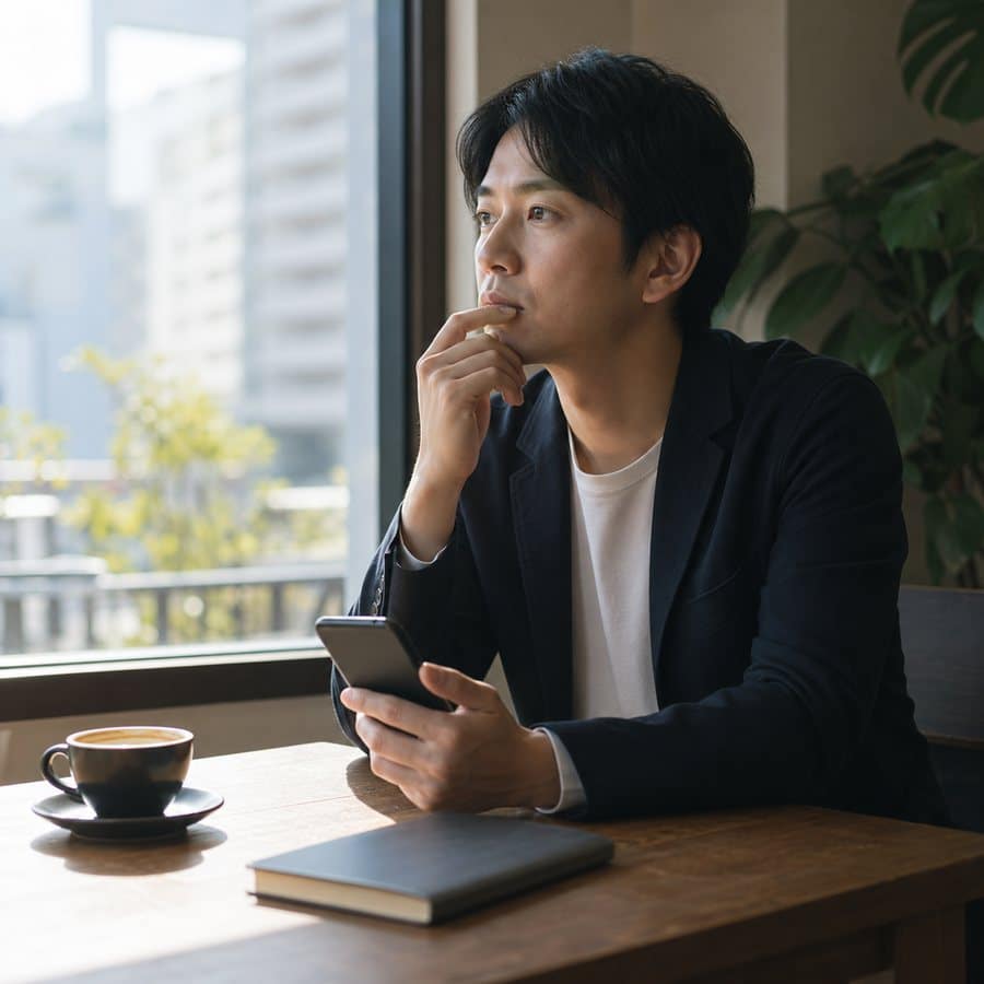 好きな女性の結婚報告を受けて次の対応を考える男性