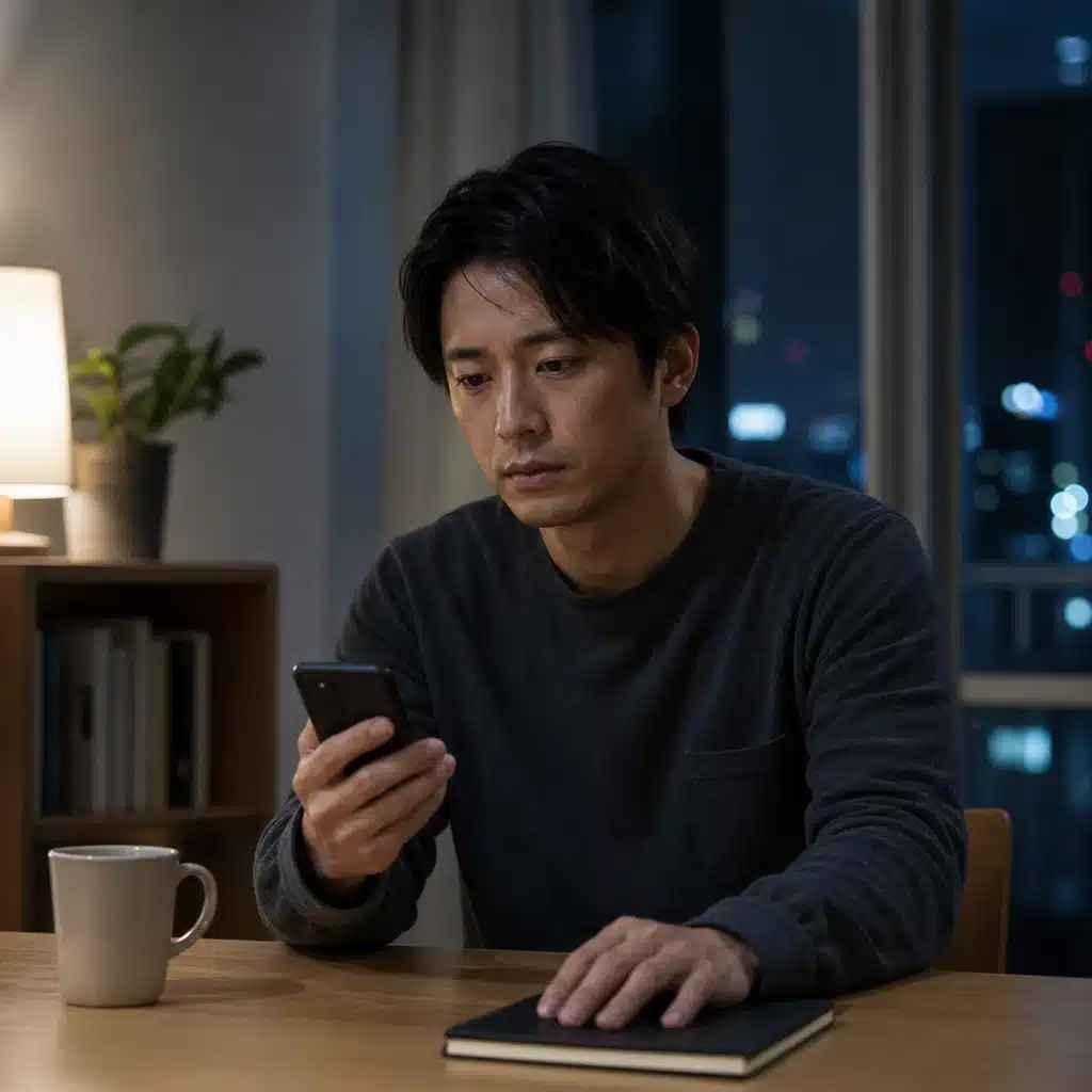 好きな女性の結婚を祝えずスマートフォンを見つめる男性